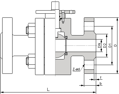 氣動(dòng)鍛鋼球閥結(jié)構(gòu)圖